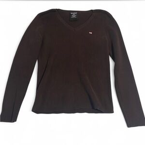 Women's Brown V-Neck Top